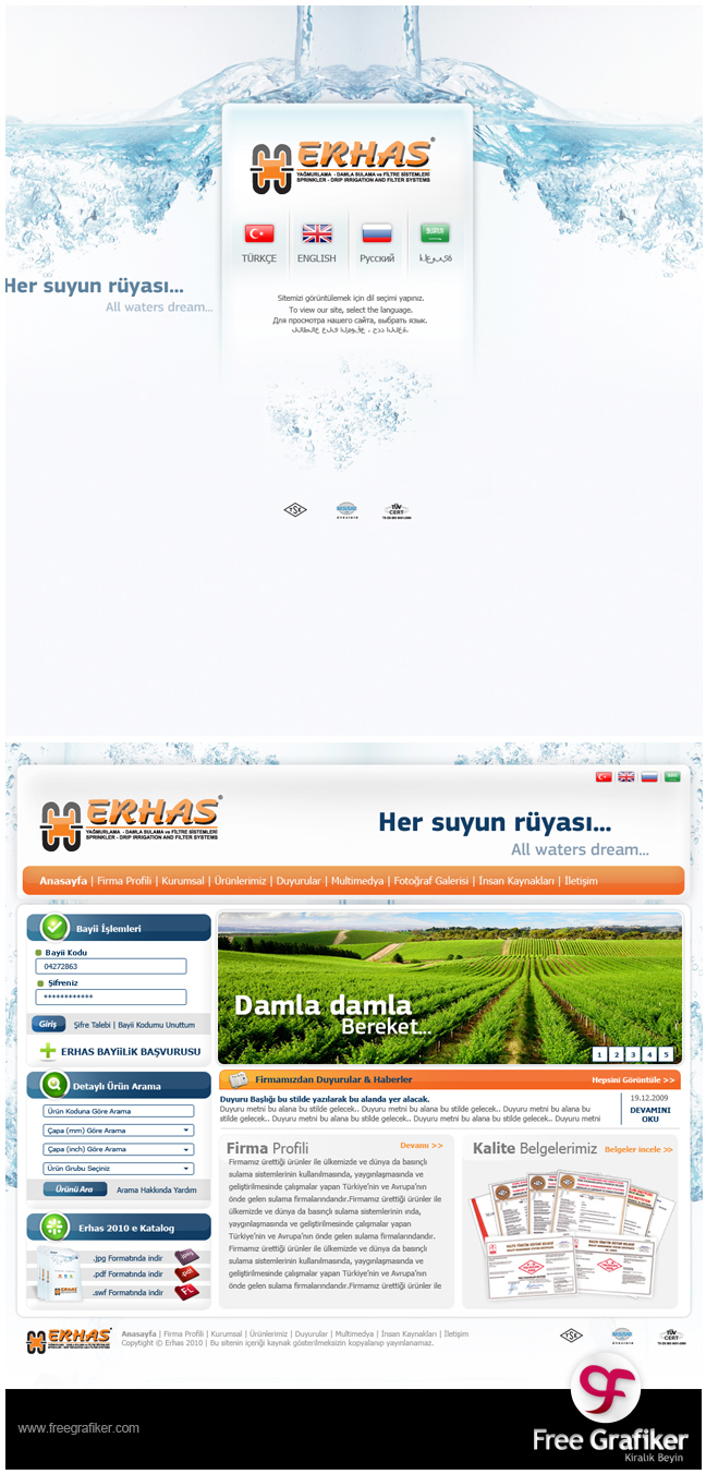 Erhas Yağmurlama web sitesi tasarımı
